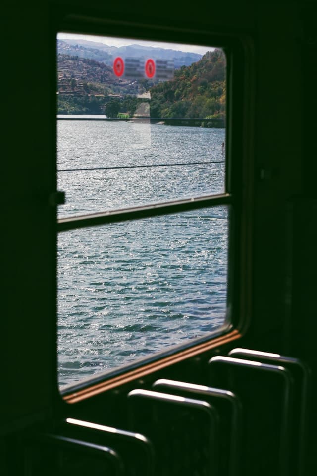 View through train window