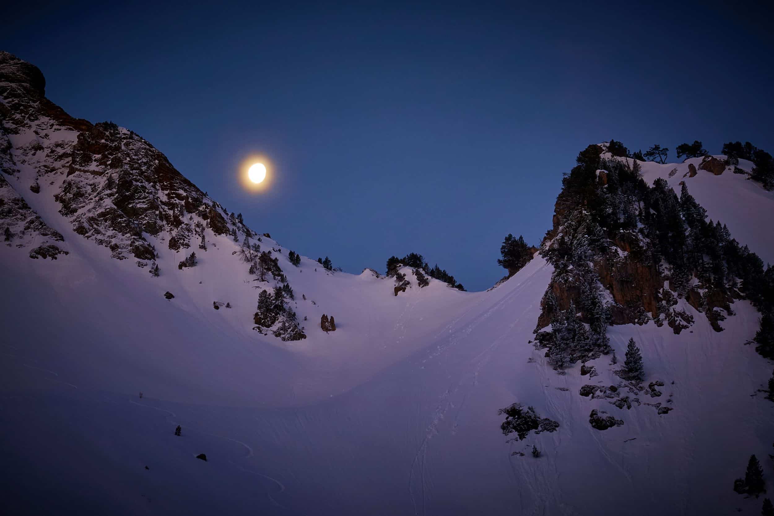 Ski touring at night in Morzine