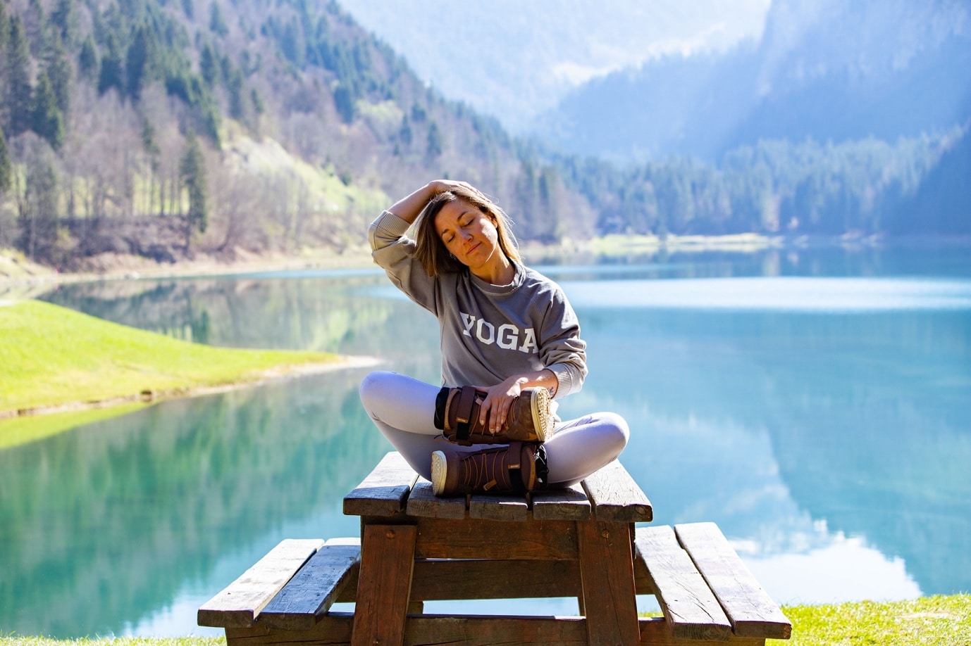 Seated neck stretch - ski yoga